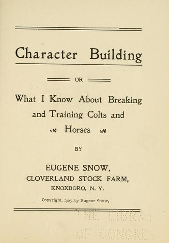 Cover for Character building; or.