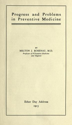 Cover for Progress and problems in preventive medicine