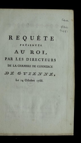Cover for Reque te pre sente  au roi