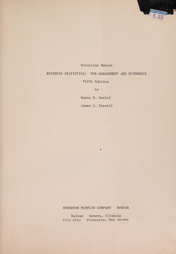 Cover for Solutions manual
