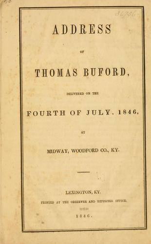 Cover for Address of Thomas Buford