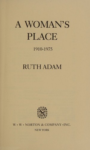 Cover for A woman's place, 1910-1975