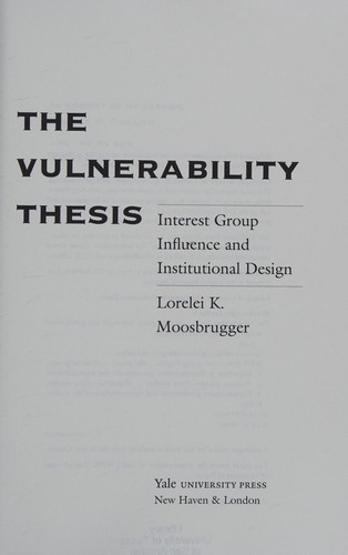 Cover for The vulnerability thesis