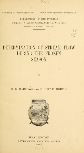 Cover for Determination of stream flow during the frozen season