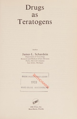 Cover for Drugs as teratogens