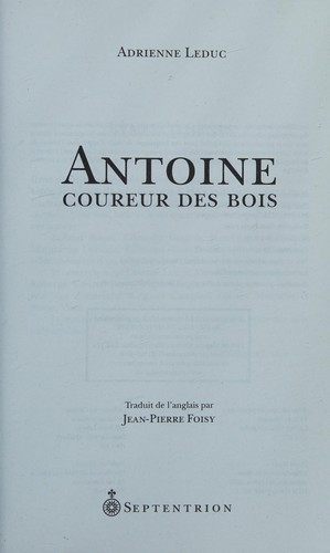 Cover for Antoine, coureur des bois
