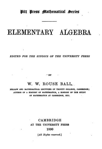 Cover for Elementary Algebra