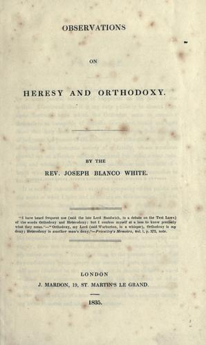 Cover for Observations on heresy and orthodoxy