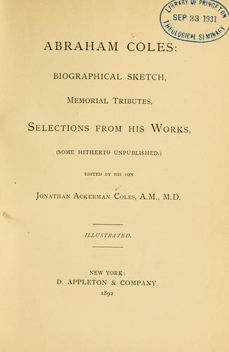 Cover for Abraham Coles