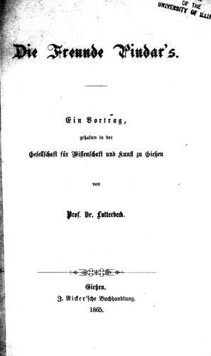 Cover for Die Freunde Pindar's