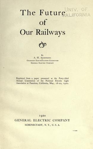 Cover for The future of our railways.