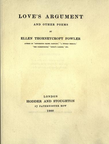 Cover for Love's argument and other poems
