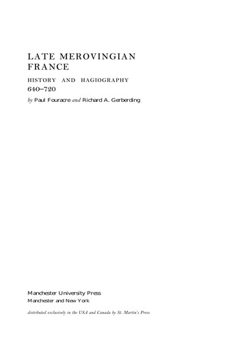 Cover for Late Merovingian France