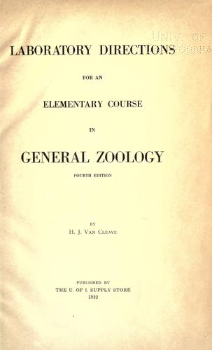 Cover for Laboratory directions for an elementary course in general zoology