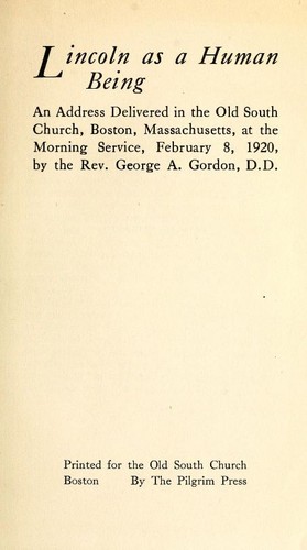 Cover for Lincoln as a human being