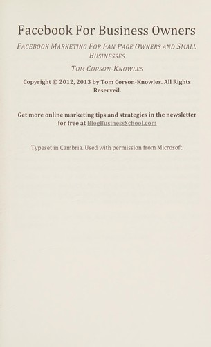 Cover for Facebook for Business Owners