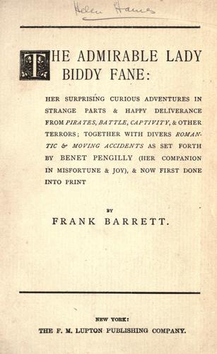 Cover for The admirable Lady Biddy Fane