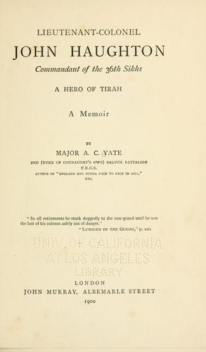 Cover for Lieutenant-Colonel John Haughton, commandant of the 36th Sikhs