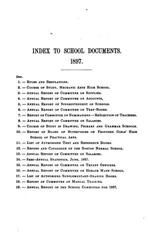 Cover for School Documents [of The] Boston Public Schools