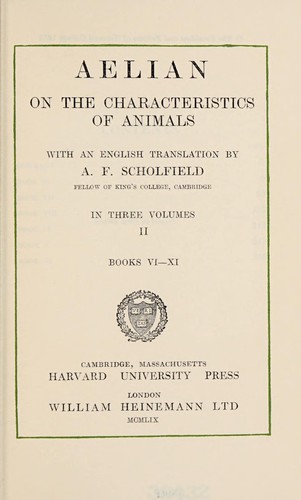 Cover for On the characteristics of animals