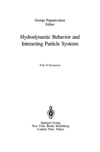 Cover for Hydrodynamic Behavior and Interacting Particle Systems
