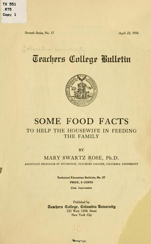 Cover for Some food facts to help the housewife in feeding the family.