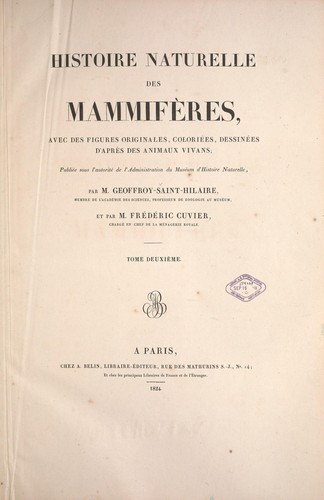 Cover for Histoire naturelle des mammifères