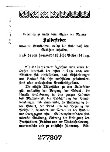 Cover for Kalbefieber und Milzbrand: Ein Wort der Belehrung über das Wesen beider ...