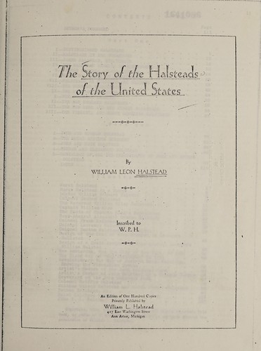 Cover for The story of the Halsteads of the United States