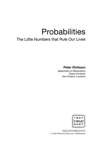 Cover for Probabilities