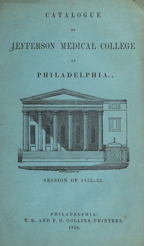 Cover for Catalogue of Jefferson Medical College of Philadelphia