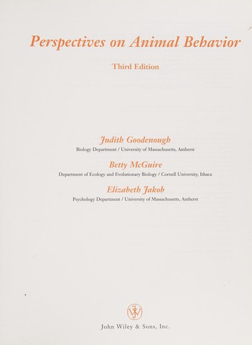 Cover for Perspectives on Animal Behavior