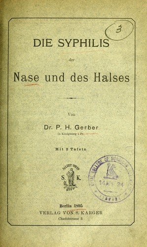 Cover for Die Syphilis der Nase und des Halses