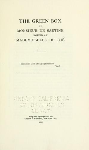 Cover for The green box of Monsieur de Sartine, found at Mademoiselle du Thé.