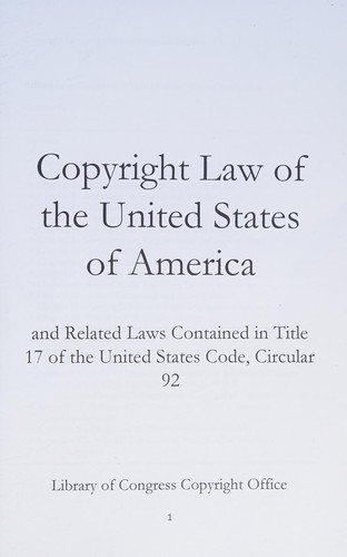Cover for Copyright Law of the United States of America