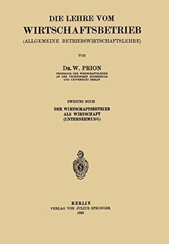 Cover for Die Lehre vom Wirtschaftsbetrieb