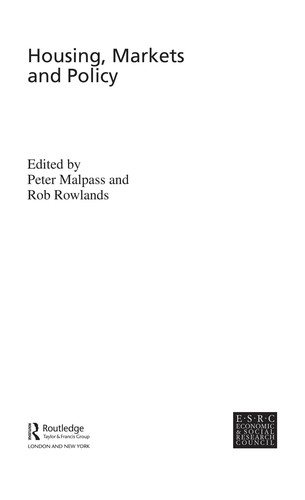 Cover for Housing, markets and policy