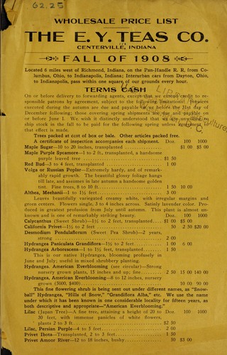 Cover for Wholesale price list of the E.Y. Teas & Co