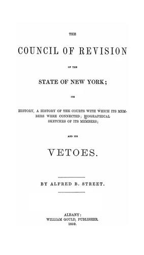 Cover for The Council of Revision of the state of New York