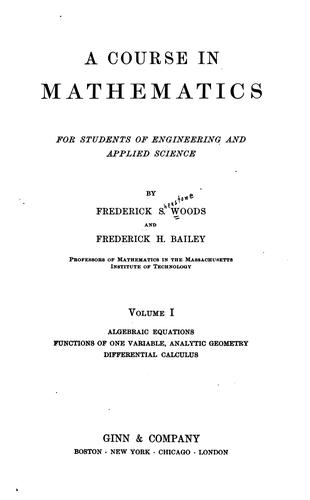 Cover for A Course in Mathematics: For Students in Engineering and Applied Science