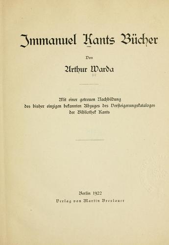Cover for Immanuel Kants Bücher