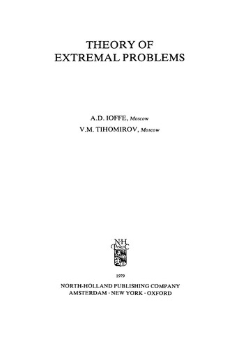 Cover for Theory of extremal problems