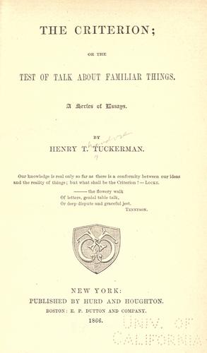 Cover for The criterion