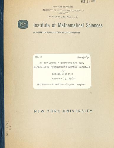Cover for On the Green's function for two-dimensional magnetohydrodynamic waves. II.