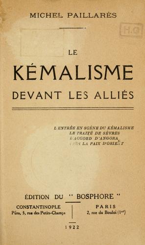 Cover for Le Kémalisme devan les alliés.