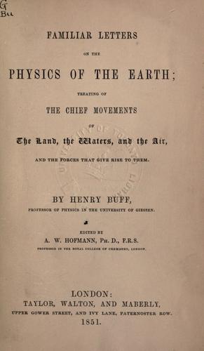 Cover for Familiar letters on the physics of the Earth