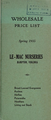 Cover for Wholesale price list, spring 1935
