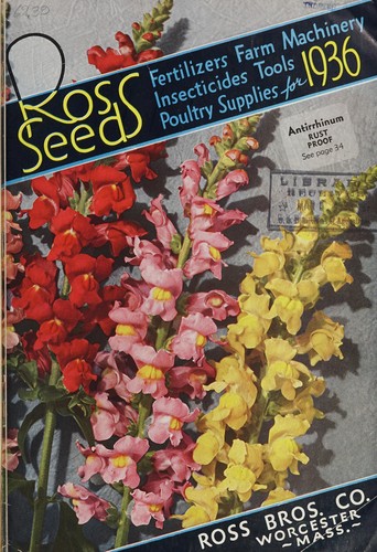 Cover for Ross seeds, fertilizers, farm machinery, insecticides, tools, poultry supplies for 1936
