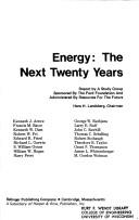 Cover for Energy, the next twenty years