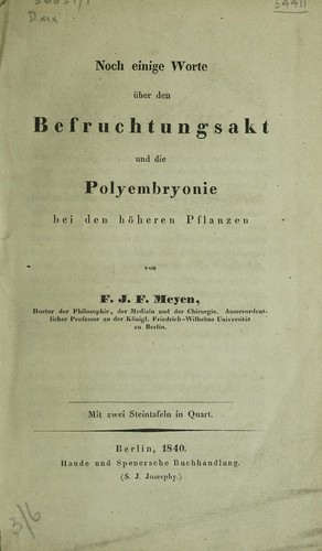 Cover for Noch einige Worte über den Befruchtungsakt und die Polyembryonie bei den höheren Pflanzen